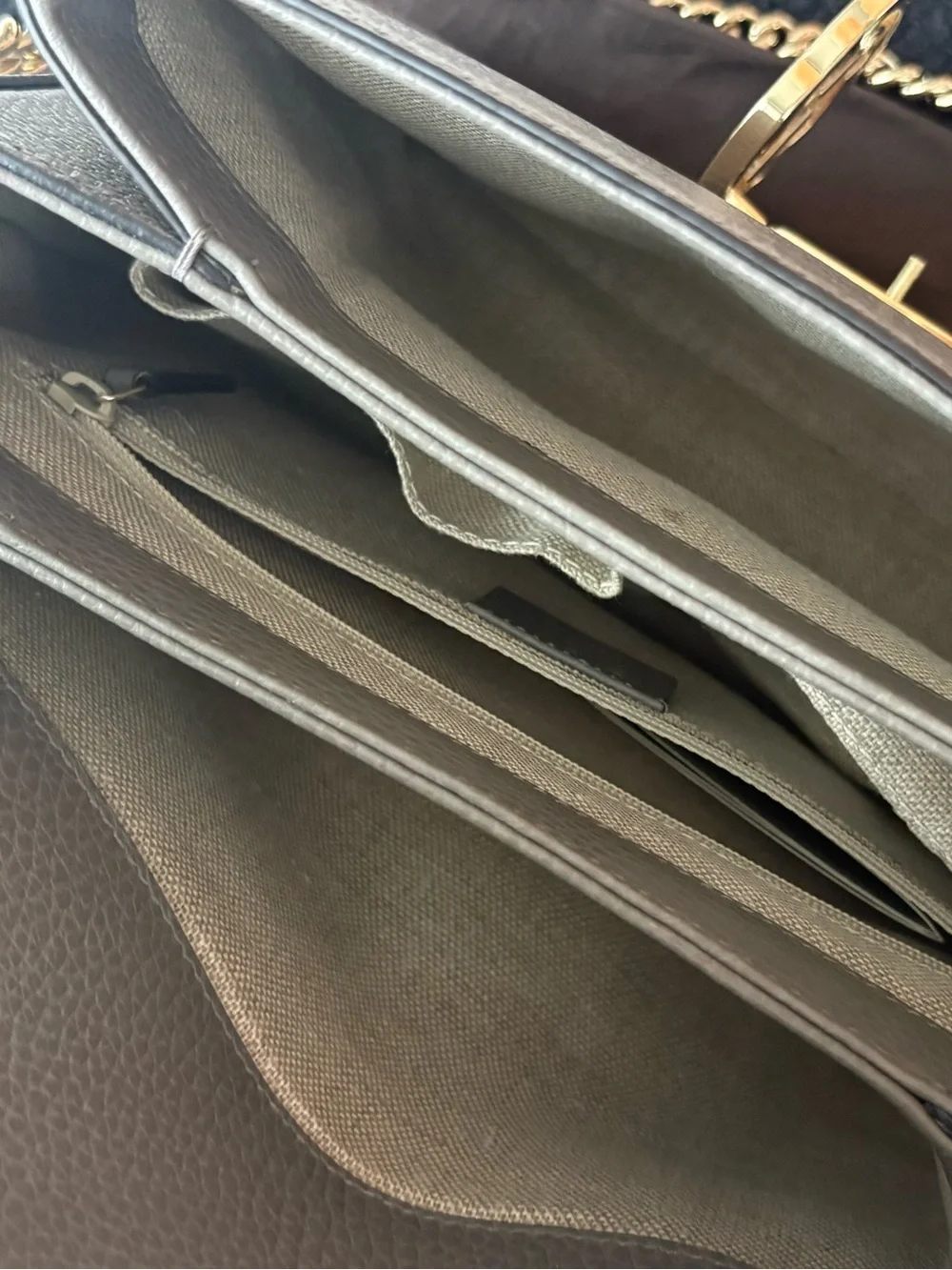 Gucci Gray Leather Top-Handle Shoulder Bag with Gold Hardware